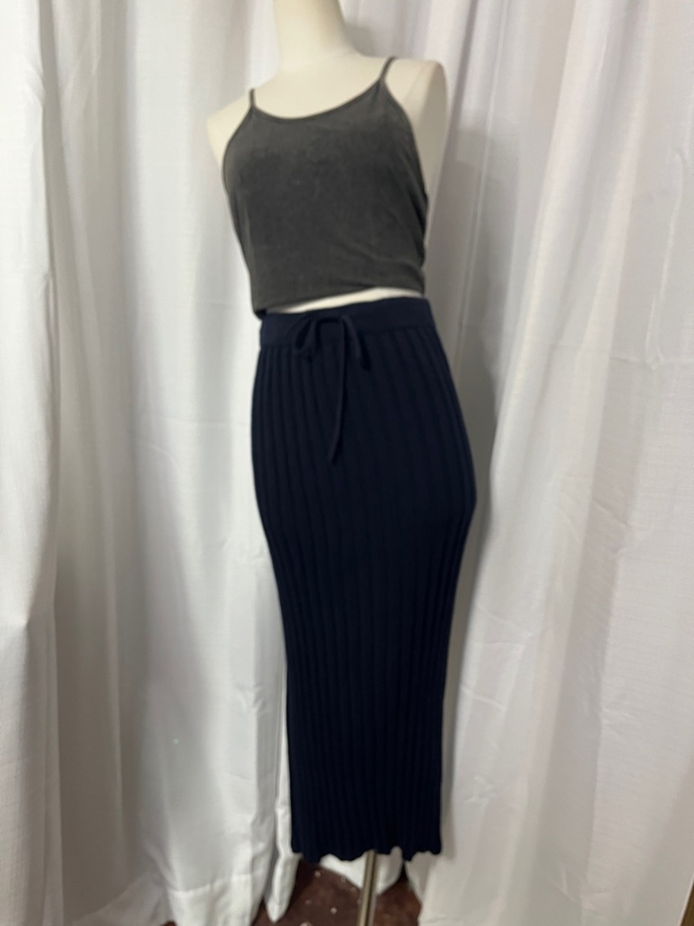 Industry Navy Blue Sweater Knit Midi Skirt